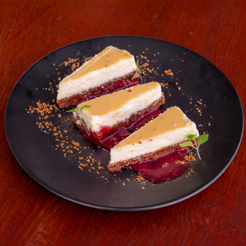 Cheesecake met compote van rood fruit (huisgemaakt)
